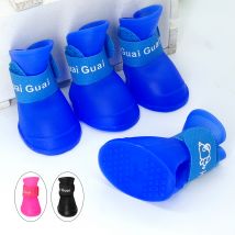 Chaussures imperméables pour chien de compagnie 4 pièces | Bottes de pluie d'été antidérapantes en caoutchouc, chaussons de protection pour petits chats chiens couleur bonbon, chaussons de chiot