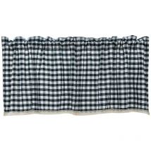 Rideaux en treillis, rideaux courts, rideaux finis en dentelle, adaptés aux cuisines, chambres à coucher (135x45cm, bleu marine)