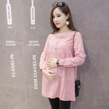 Robe de maternité manches nœud papillon | Douce robe de maternité, t-shirts femmes enceintes à manches longues, Blouses de maternité longues, hauts amples, automne