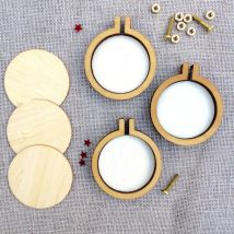 10 pièces Mini broderie cerceau broderie cadre en bois point de croix cerceau anneau bois boucle d'oreille bricolage artisanat Kit pendentif main artisanat