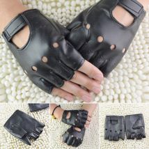 Gants de conduite en cuir pour hommes et femmes, demi-doigts, noirs, Style Punk, gothique, à la , pour l'été