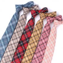 Cravate à carreaux rouge pour hommes, cravate de cou Slim pour mariage Business, combinaison classique