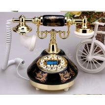 Téléphones classiques antiques en céramique noire/téléphones antiques Continental/recomposition/mains libres/rétroéclairage bleu/identification de l'appelant