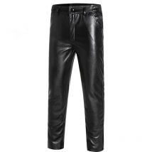 Pantalon en cuir pour moto pour hommes, hiver L-5XL, pantalon Double couche, imperméable, velours doré, taille de protection au genou,