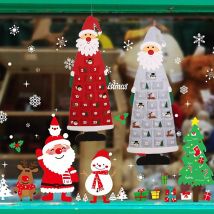 Calendrier de l'avent de noël en feutre rouge, décorations murales suspendues, arbre du père noël, de noël pour enfants, cartes de calendrier du nouvel an