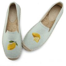 nouvelle broderie citron confortable dames femmes Espadrilles décontracté chaussures respirant lin chanvre toile pour les filles