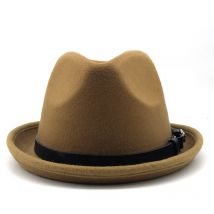 Simple hommes feutre Fedora chapeau pour Gentleman hiver automne église retrousser bord Homburg papa Jazz chapeau