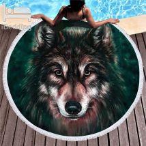 Wolf imprimé grande serviette de plage ronde pour adulte microfibre été serviette Yoga tapis 150cm couverture absorbant doux serviette de bain tapisserie