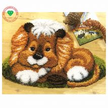 Kit de tapis à crochet, fil de crochet inachevé, tapis de sol avec loquet, tapisserie image petit Lion, DIY,