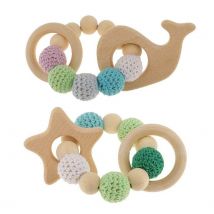 Anneau de dentition en bois bébé Bracelet en forme d'animal bijoux dentition pour bébé perles en bois bébé hochet perles en bois accessoires jouets #30