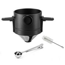 Filtre à café Pour tasse de voyage, cône pliable Portable réutilisable avec cuillère à brosse Pour tasse de voyage,