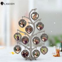 Antique argent arbre généalogique avec 12 pièces cadre Photo en métal Table haut cadre Photo décoration décor à la maison