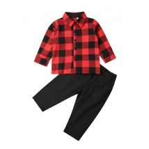 Noël enfant en bas âge enfants bébé garçon vêtements ensembles 1-6Y Gentleman vêtements chemise à carreaux pantalons hauts tenues formelles