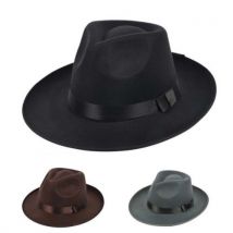 Unisexe chapeaux Vintage hommes femmes dur feutre casquette large bord Fe Trilby Panama Gangster Cowboy chapeau