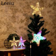 Leeiu-lumières étoilées pour le sapin de noël, décoration pour la maison, décoration de noël lumière Led, décoration de nouvel an, 1 pièce