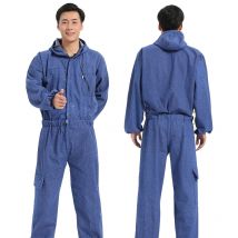 Vêtements de travail pour hommes | Combinaisons Denim à manches longues anti-poussière, vêtements à capuche, salopette de travail, uniformes de réparation automobile, de réparation de machines