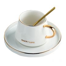 Tasse et soucoupe de café classique | De style européen, tasse à café avec soucoupe en or, numérisation nordique, tasse de café, service de thé, tasse de café de 210ML