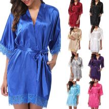 Maille Spandex mariage mariée demoiselle d'honneur Robe solide peignoir court Kimono Robe de nuit Robe de bain Robe de chambre pour les femmes