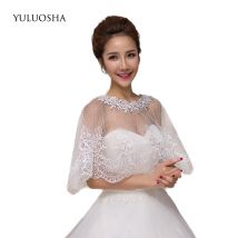 YULUOSHA manteau de mariage vestes de mariage flore dentelle bord blanc appliqué femme mariée boléro châle Cape de mariage