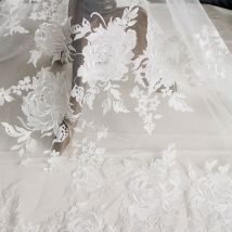 Robe de mariée blanche 133x1yard, voile écharpe, voile brodé en dentelle, Patch en tissu, rideau, couverture de table, bricolage
