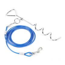 Laisse d&#39;extérieur pour animaux de compagnie 3M/5M/10M, avec chien, piquet à vis métallique fixe pour Camping jardin, fil en acier au sol, ensemble de laisses pour chiens