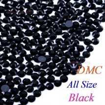 Toutes les tailles! DMC – strass noir à dos plat avec colle, pierres en verre SS6 SS10 SS16 SS20 SS30