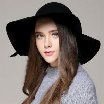 1Pc automne Fedora chapeau femmes laine hiver feutre chapeaux nœud large bord rétro Jazz casquette Cowboy chapeau robe danse fête chapeaux