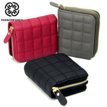 Femmes portefeuilles courts en cuir PU femme Plaid sacs à main Nubuck portefeuille porte-cartes femme petit portefeuille à fermeture éclair avec porte-monnaie