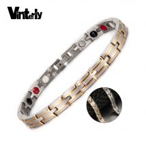 Vinterly D'énergie Magnétique Bracelets Pour Femme chaîne Lien Santé Germanium Bracelet En Acier Inoxydable Femmes Bracelets Porte-Bonheur Bracelets