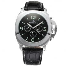FORSINING bracelet en cuir hommes montres grand boîtier horloge décontractée hommes mécanique montre-bracelet cadran lumineux Relogio Masculino