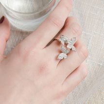 Wuli & bébé café or papillon bague de luxe femme plein strass insecte fête réglable anneau ouvert