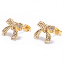 zircon cubique à la or noeud papillon boucles d'oreilles de luxe géométrique boucles d'oreilles pour femmes et filles bijoux de
