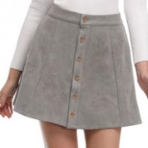 Jaycosin jupe dames rue décontracté cerf daim bouton jupe taille courte plaine a-ligne courte Mini jupe dames simple jupe quotidienne