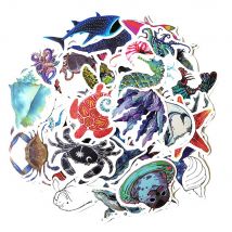 50pcs en plein air mignon océan mer Animal poisson requin dauphin autocollants pour ordinateur portable et téléphone portable bagages Skateboard vinyles décalcomanies