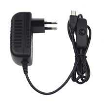 Chargeur d'alimentation 5V 3A adaptateur ca, câble Micro USB avec interrupteur marche/arrêt pour Raspberry Pi 3 pi pro modèle B B + Plus