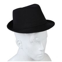 Accessoire de tenue de chapeau uni Fedora noir pour déguisement de Gangster