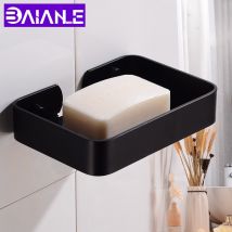 Support mural pour rangement du savon, support en aluminium noir pour salle de bain, douche porte-savon, décoratif, boîte de savon carrée