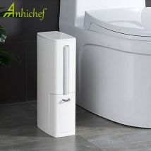 Ensemble de poubelles étroites en plastique 6L | Multifonction, avec brosse de toilette, poubelle de salle de bains, poubelle poubelles
