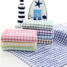 Torchon de Table de cuisine absorbant à carreaux doux, serviette de nettoyage en coton