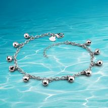 Style tendance Cloche de cheville en argent sterling 925 pour femmes. Bracelet de cheville long pour femmes, bracelet de cheville mignon petite cloche
