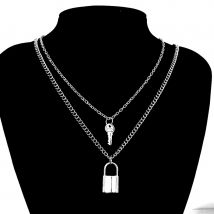Punk serrure chaîne collier pour femmes et hommes cadenas pendentif collier avec serrure cou déclaration gothique bijoux