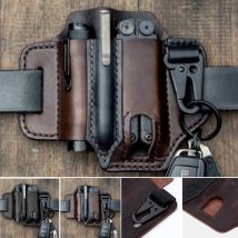 Multitool cuir gaine poche organisateur stockage ceinture taille sac pour Camping avec porte-clés ceinture lampe de poche Camping en plein air aussi
