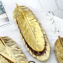 Plateau nordique en céramique pour bureau | Plateau à plumes dorées, plateau à bijoux pour maison hôtel