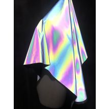 Haute pureté coloré arc-en-ciel réfléchissant tissu vêtements coupe-vent concepteur tissu future technologie coloré lumineux