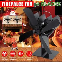 4 pales chaleur alimenté poêle ventilateur bûche brûleur à bois Ecofan silencieux noir maison cheminée ventilateur efficace Distribution de chaleur ventilateurs