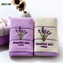 ZHUO MO 2 pièces 34*75cm serviette salle de bain pour douche 100% coton doux blanc violet serviette de bain gant de toilette amoureux serviette pour adultes