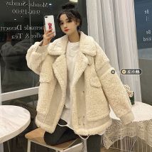 Hiver manteau de laine d'agneau femme version coréenne en daim lâche fourrure tout-en-un veste de moto veste
