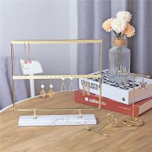 2 niveaux 20 trous boucles d'oreilles bijoux organisateur présentoir support en métal porte-bijoux boucles d'oreilles collier présentoir