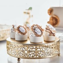 Présentoir à gâteaux de mariage en dentelle, rond en métal, présentoir à desserts, finition métallique brillante pour cérémonies de mariage, décoration de fête, Banquet