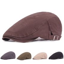 Béret rétro hommes chapeau britannique western classique dames décontracté rétro coton béret casquette couleur unie chapeau